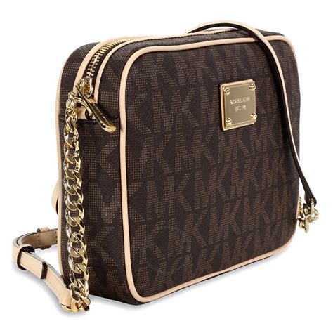 michael kors jet set large crossbody brown|michael kors jet set item.